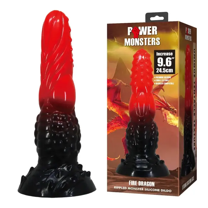 Power Monsters Fire Dragon – 24.5 cm (9.6″) rievots monster dildo – Sarkans