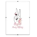 Pamiątkowy biały plakat "Buziaki na pożegnanie Panny Młodej" w antyramie. Photo