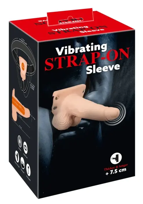 Vibrating Hollow Strap-On Dildo – 17.5 cm (6.9″) – Black