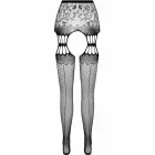 PASSION S027 Decorative Garter-Style Tights – Black – One Size — Photo 6