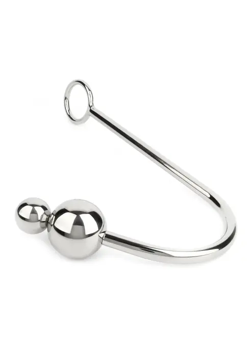 Mr. Steel анальный крюк с двойными шариками 25+40mm – серебряный