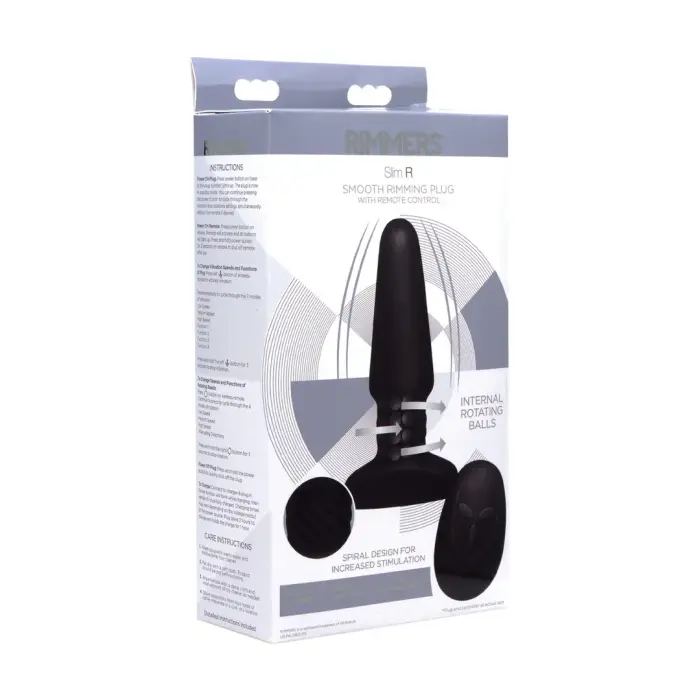 Slim R – Smooth Rimming Anal Plug with Remote Control – 10 cm – Black