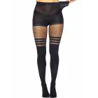 Seamless Opaque Pantyhose with Fishnet Stripe – Black – One Size — Photo 6