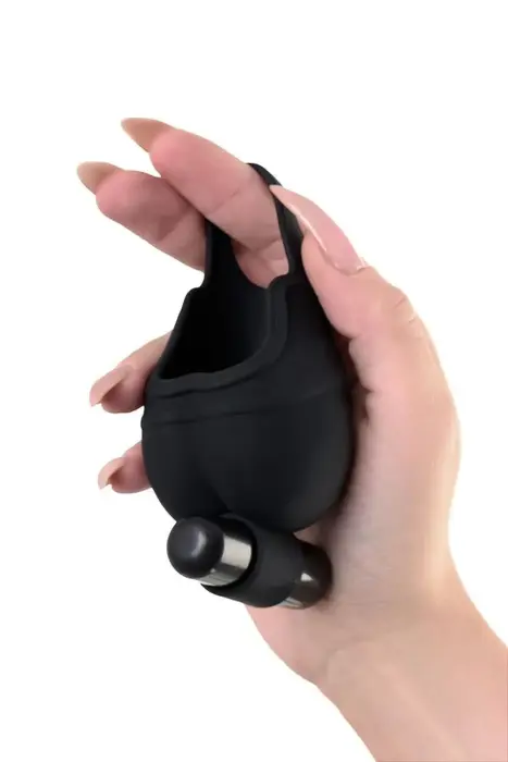 EROTIST Чехол для мошонки с кольцом для эрекции и вибрацией – черный Фото num