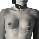 Coquette Chic Desire Vegan Leather Collar with Adjustable Chain Clips – Black — Photo 3