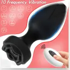 Power Escorts Princess Anal Plug with Remote Control and Rose Design – 10 Vibration Modes – 10.3 cm – Black — Photo 4