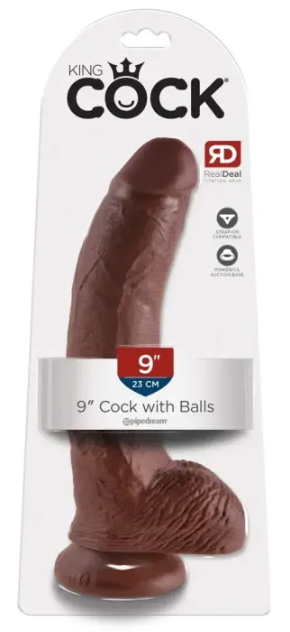 KC 9 realistlik dildo munanditega – 22.9 cm (9″) – pruun