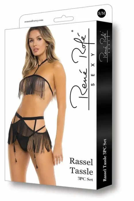 Rassel Tassle комплект белья из 3 предметов – чёрный – M/L