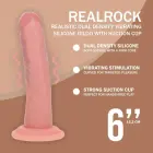 Vive REA218 – dual-density curved vibrating dildo with suction cup – flesh – 15.5 cm — Photo 5