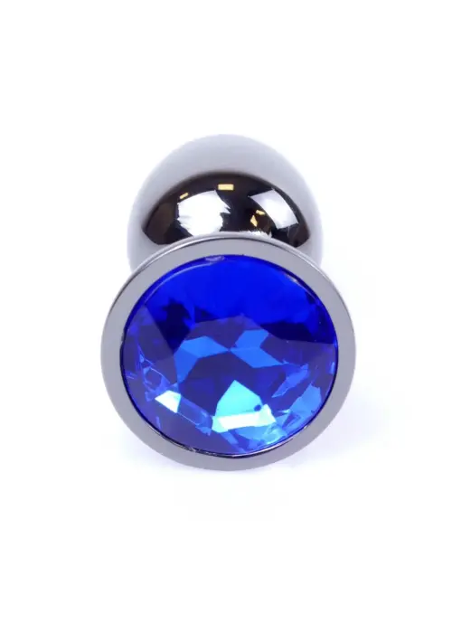 Plug-Jewellery Dark Silver анальная пробка с темно-синим камнем – 7 cm (2.8″)