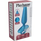 Slim Vibrating Anal Plug with Remote – Blue — Photo 2