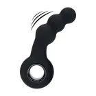 Vibruojantis silikoninis prostatos masažuoklis su karoliukais ir kilpa – 10 cm (3.9″) – Juodas — Nuotrauka 1