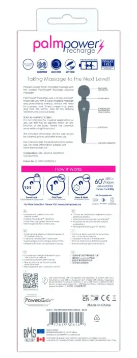 palmpower Uzlādējams wand masāžas vibrators – 19.5 cm (7.7″) – zils Foto 9