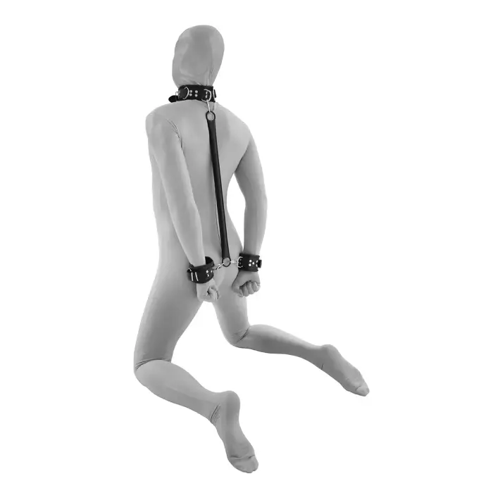 Spreader bar with leather handcuffs and collar Фото num