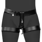 OUCH! Xtreme PU Leather Female Chastity Belt with Leg Restraint – Black — Photo 7