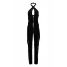 Guilty Pleasure Soft Blaze Catsuit – Datex varrukateta kombiõsoon ristikujulise halter-kaelusega ja esipoolse tõmblukuga – must – Suurus: XXL — Foto 4