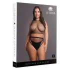 2 Pc Crop Top and Pantie Set with Fishnet Structure – Black – XL-4XL — Photo 1
