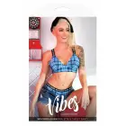 Fantasy Lingerie No Fucks Given – ruuduline bralette loosungitraksidega ja aluspüksid – sinine – suurus L/XL — Foto 1