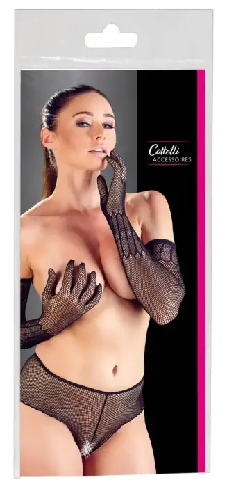 Cottelli Collection сетчатые перчатки S-L – чёрные