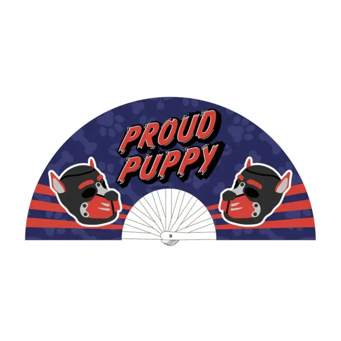 Proud Puppy Fan 64 cm – Large Polyester and Plastic Folding Fan