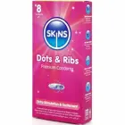 Skins Dots & Ribs Premium teksturēti lateksa prezervatīvi – 8 gab. – Vaniļas — Foto 2
