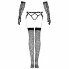 Livco Corsetti Fashion Nemalia elegants melns tīkliņa komplekts L/XL – zeķturis, zeķes, cimdi — Foto 5