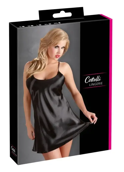 Cottelli Collection atlasiniai naktinukai su reguliuojamomis petnešėlėmis – juodi – XXL