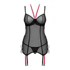OBS korsetes komplekts ar kakla siksniņām, gredzena detaļu un zeķturiem – melns – XL/2XL Foto 3