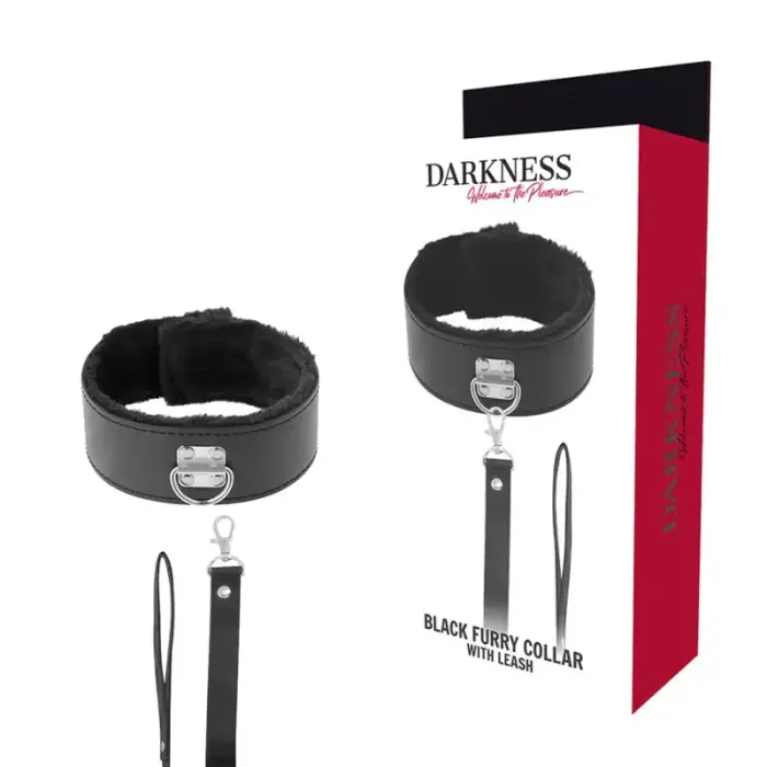Darkness – lined adjustable collar with titanium chain – black