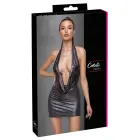 Cottelli Collection Dress Silver L - Блестящее мини-платье с бретелями на шее и стразами – L – серебряный — Фото 1