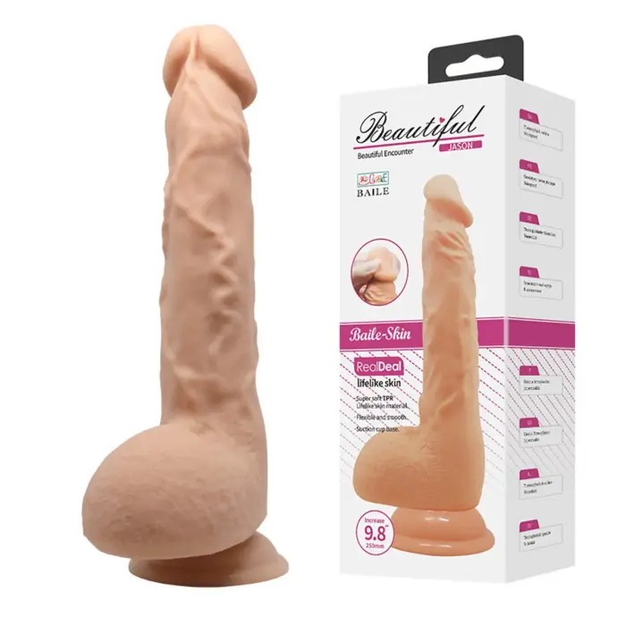 BAILE Beautiful Jason reālistisks dildo – 25 cm (9.8″) – miesas krāsa