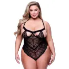 Baci Queen mežģīņu bodijs ar lencītēm – melns – Queen Size — Foto 1