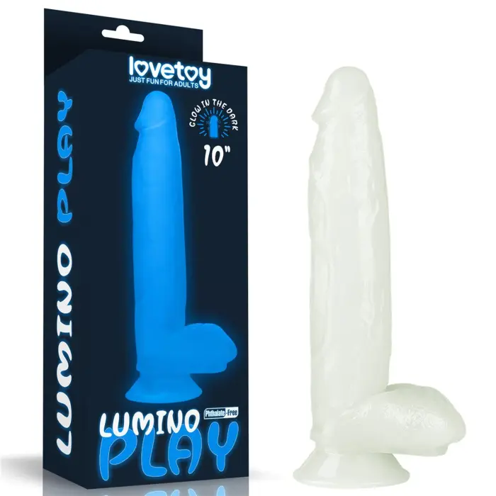 Lumino Play tumsā spīdošs dildo – 25 cm (10″) – Zils