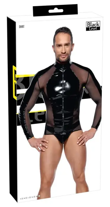 Black Level Men's Vinyl and Mesh Long Sleeve Shirt – 2XL