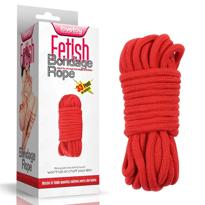 10 meters Fetish Bondage Rope – bondāžas virve – kokvilna – sarkans – 10 m