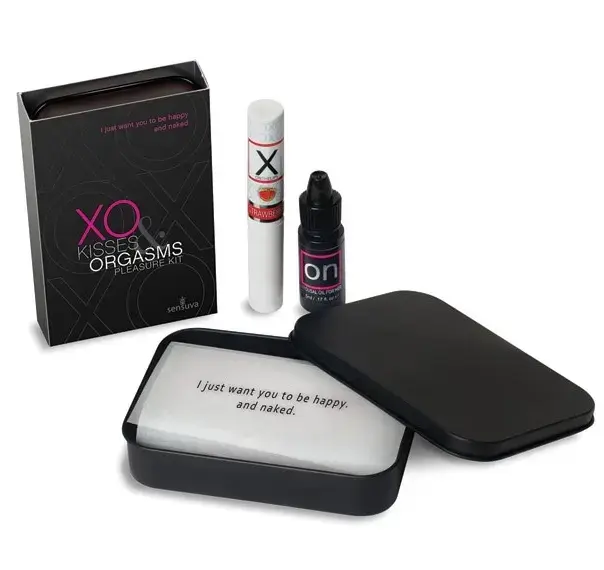 Sensuva XO Kisses & Pleasures set – lip balm, arousal oil & kissing guide