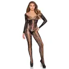 Mežģīņu bodijs ar atvērtu starpkāju – melns – One Size — Foto 8