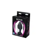 Black Heart-Shaped Butt Plug with White Crystal – L – 9 cm — Photo 3