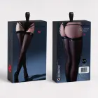 Hold Me Close - Stay Up Stockings with Latex Look Vinyl Trim - S/M - Black — Foto 2