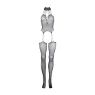 Сетчатое боди с чокером и подвязками – One size – чёрное — Фото 7