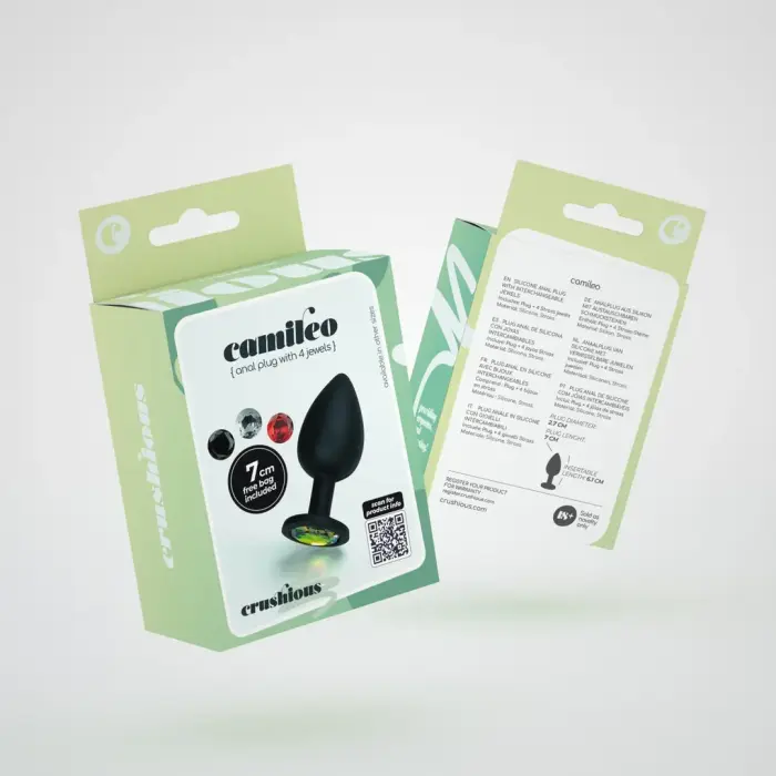 Camileo - Анальная пробка со сменными кристаллами - 7 cm (2.8″) - Черная