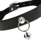 Coquette Chic Desire Vegan Leather Collar with Metal Ring – Adjustable 43 cm – Black — Photo 4