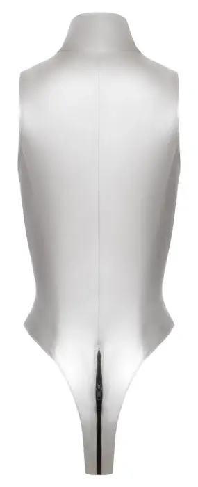 Black Level виниловое боди с высоким воротником и шнуровкой – серебристое – L Фото num