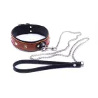 WHIPS Studded Leather Collar with Leash – Cognac — Photo 1