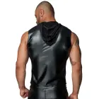 Noir Handmade – men's powerwetlook sleeveless hooded top with 2-way zip – black – L — Photo 4