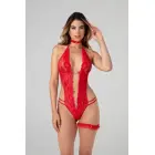 Christine Bodyset Renee Red – элегантное кружевное боди с открытой промежностью – S/M — Фото 1