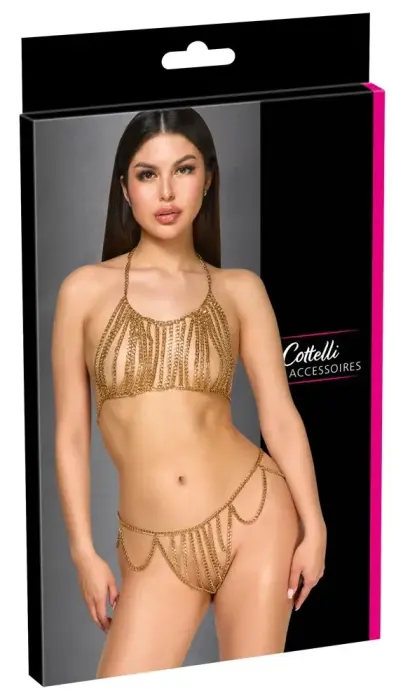 Cottelli Accessories ķēdīšu bikini komplekts – zelta – One Size