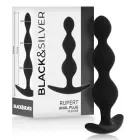 Black&Silver Rupert elastīga silikona anālo bumbiņu ķēde – 10.5 cm – Melns — Foto 1