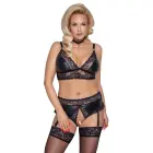 Cottelli CURVES Wireless Bra and Crotchless Garter Briefs Set – Rose Gold Details – XL — Photo 2