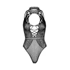 Net and Lace Keyhole Bodysuit – Black – One Size — Photo 2